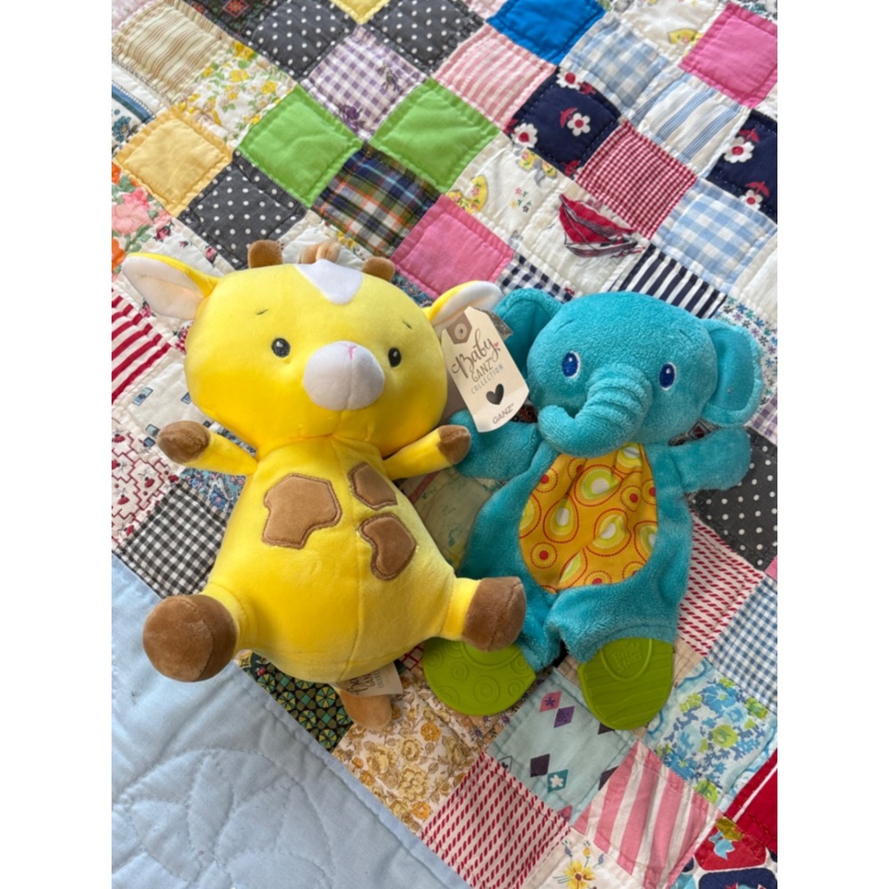 Baby Ganz Giraffe Plush and Bright Starts Elephant Teether Toy Bundle NWT